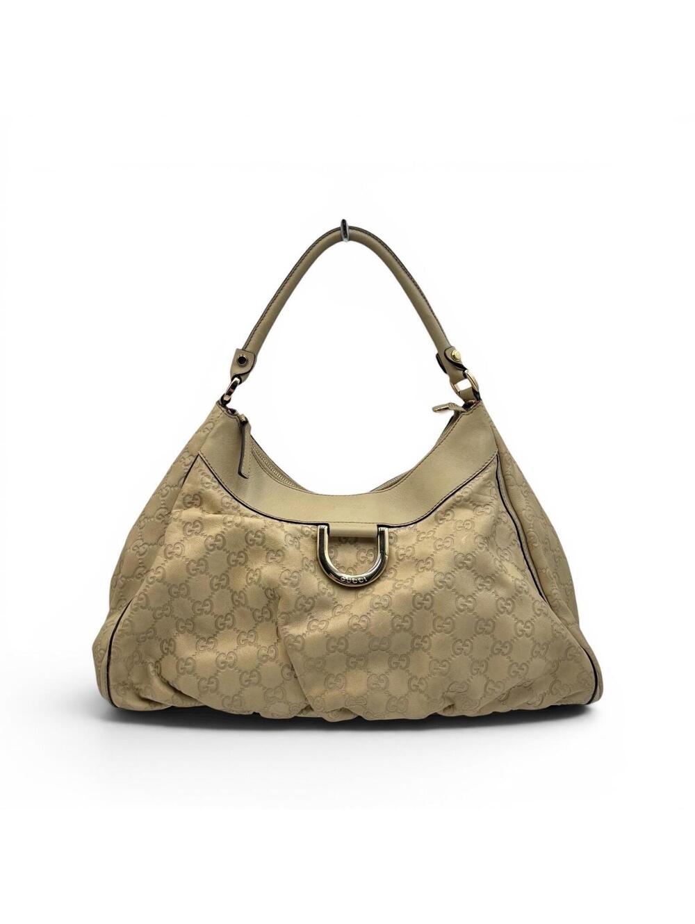 Gucci Guccissima D-Ring Hobo Bag – Ivory Leather With Detachable Strap